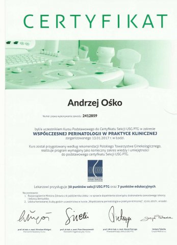 Andrzej Ośko - Opole - Współczesna perinatologia w praktyce klinicznej
